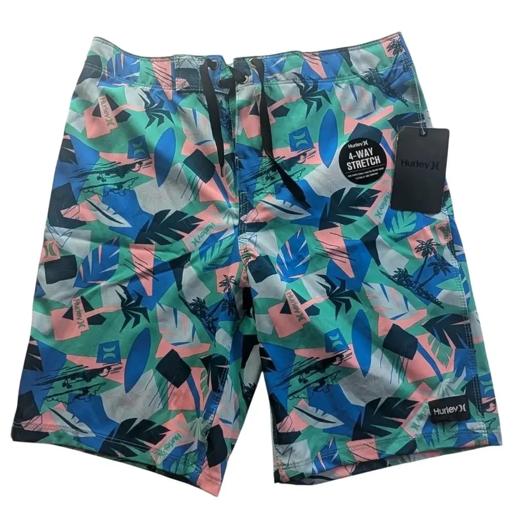 Hurley Youth Boys Board Shorts Swim Trunks Size 12/26 Tropical FIJI Beach Print